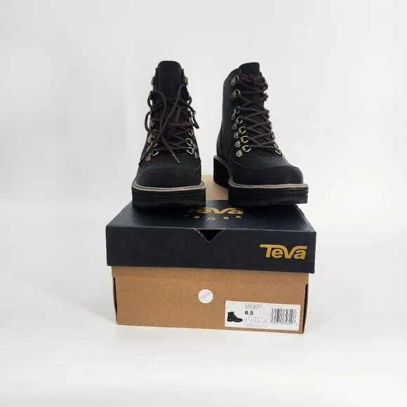 Teva Womens Midform Leather MAX-COMF Memory Foam Lace-Up Boots Black Sze 8.5 NWB