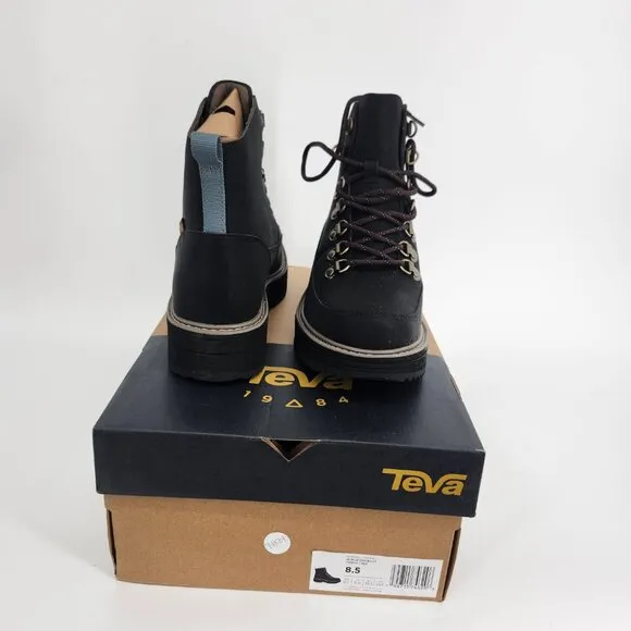 Teva Womens Midform Leather MAX-COMF Memory Foam Lace-Up Boots Black Sze 8.5 NWB
