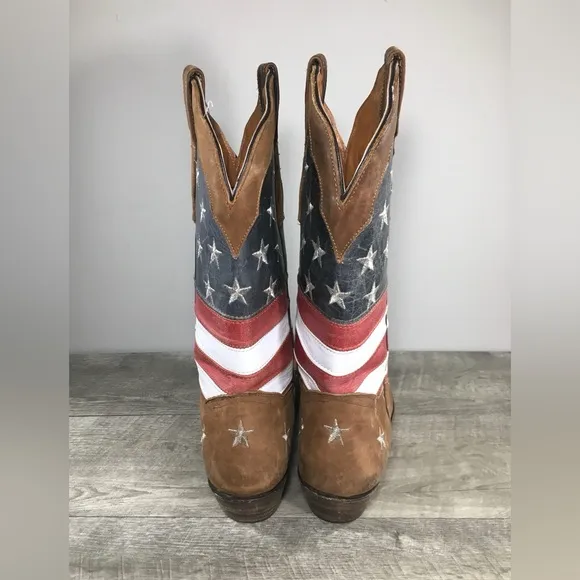 Texas Legacy Patriotic Stars Stripes Women’s Leather Cowboy Western Boots 11 US