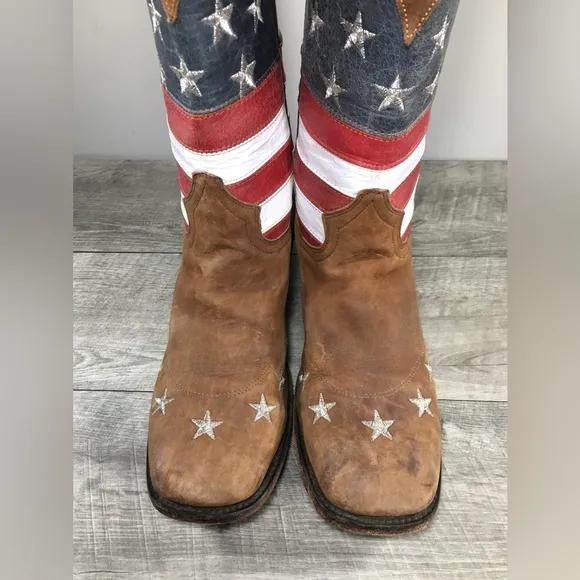 Texas Legacy Patriotic Stars Stripes Women’s Leather Cowboy Western Boots 11 US