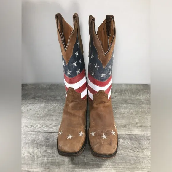 Texas Legacy Patriotic Stars Stripes Women’s Leather Cowboy Western Boots 11 US