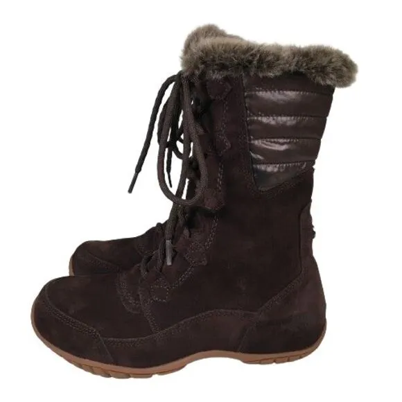 The North Face Boots Nuptse Purna Suede Faux Fur Trim Mid-Calf Women's Size 6
