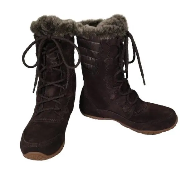 The North Face Boots Nuptse Purna Suede Faux Fur Trim Mid-Calf Women's Size 6