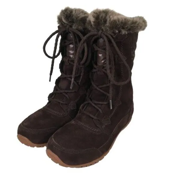 The North Face Boots Nuptse Purna Suede Faux Fur Trim Mid-Calf Women's Size 6