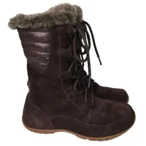 The North Face Boots Nuptse Purna Suede Faux Fur Trim Mid-Calf Women's Size 6