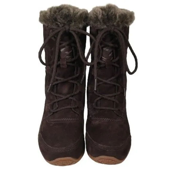 The North Face Boots Nuptse Purna Suede Faux Fur Trim Mid-Calf Women's Size 6