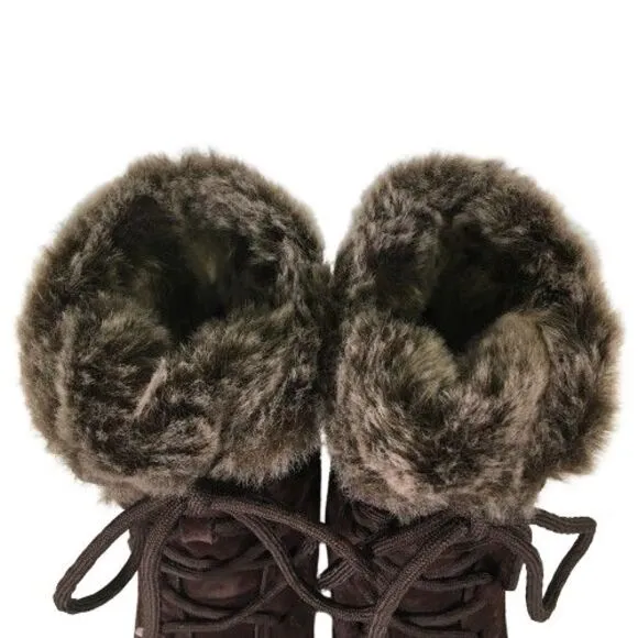 The North Face Boots Nuptse Purna Suede Faux Fur Trim Mid-Calf Women's Size 6