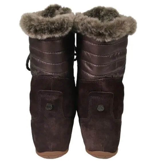 The North Face Boots Nuptse Purna Suede Faux Fur Trim Mid-Calf Women's Size 6
