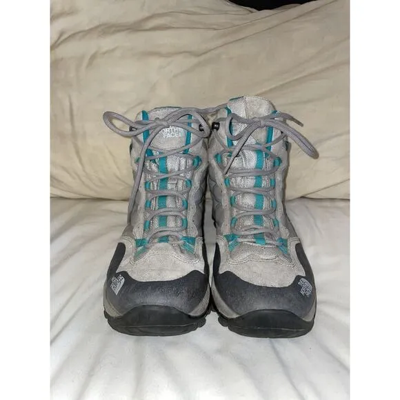 The North Face Women Mid Goretex Waterproof Hiking Boots Turquoise Gray 7.5