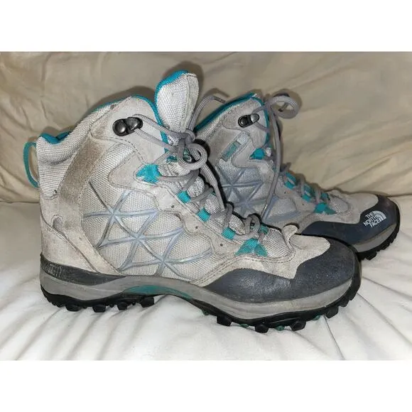 The North Face Women Mid Goretex Waterproof Hiking Boots Turquoise Gray 7.5