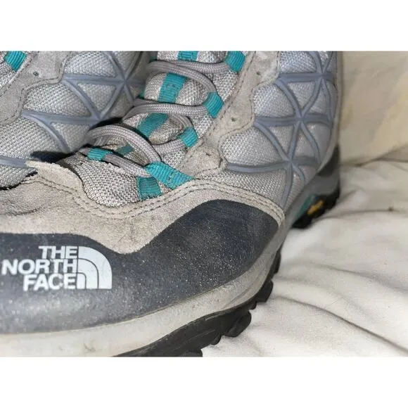 The North Face Women Mid Goretex Waterproof Hiking Boots Turquoise Gray 7.5