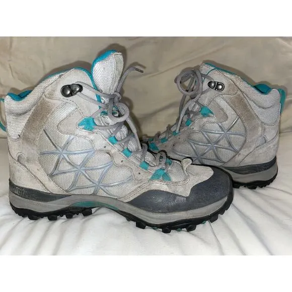 The North Face Women Mid Goretex Waterproof Hiking Boots Turquoise Gray 7.5