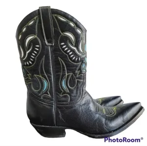 The Old gringo Rare Vintage Angel Inlay short black cowgirl boots cowboy western