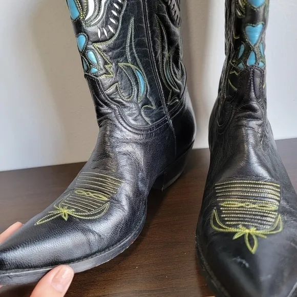 The Old gringo Rare Vintage Angel Inlay short black cowgirl boots cowboy western