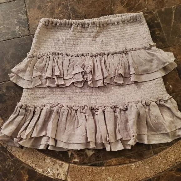 The Pants Store Never Gonna Give You Up Layered Beige Gold Skirt L NWT
