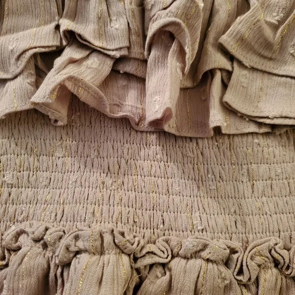 The Pants Store Never Gonna Give You Up Layered Beige Gold Skirt L NWT
