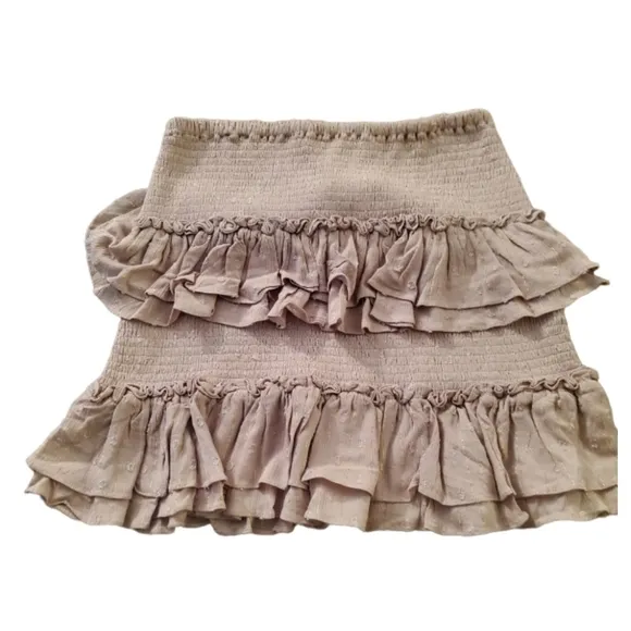 The Pants Store Never Gonna Give You Up Layered Beige Gold Skirt L NWT