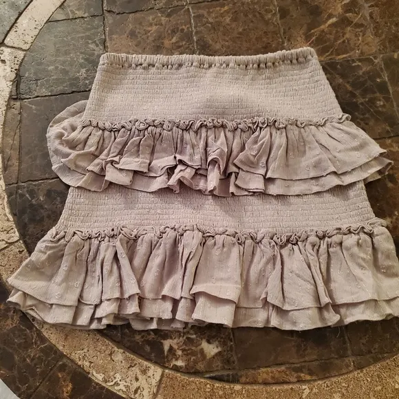 The Pants Store Never Gonna Give You Up Layered Beige Gold Skirt L NWT