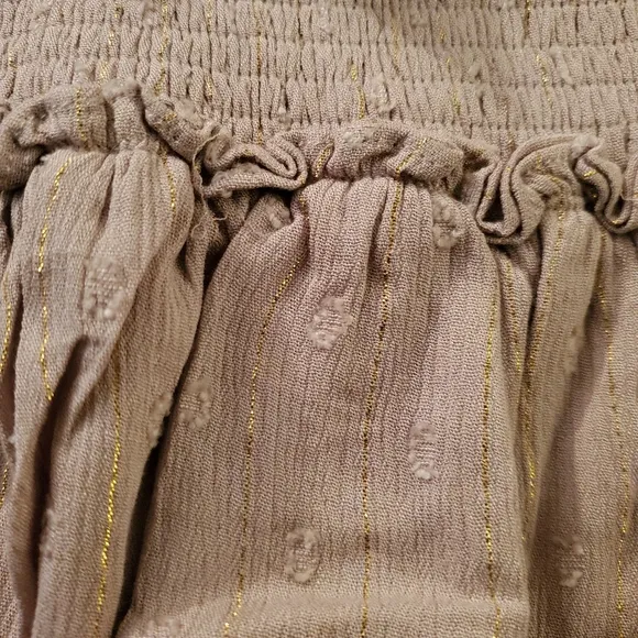 The Pants Store Never Gonna Give You Up Layered Beige Gold Skirt L NWT