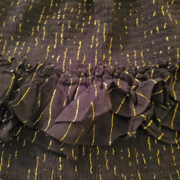 The Pants Store Never Gonna Give You Up Layered Black Gold Mini Skirt L NWT