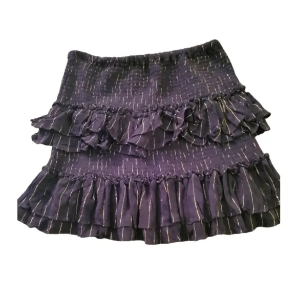The Pants Store Never Gonna Give You Up Layered Black Gold Mini Skirt L NWT