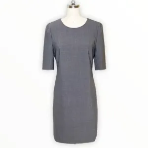 Theory Gray Wool Stretch Sheath Dress Short Sleeve 8 Medium