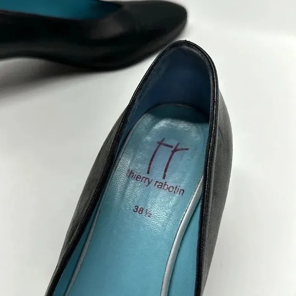 Thierry Rabotin Heels Low Kitten Leather Heeled Shoes Black Size 38.5 8.5