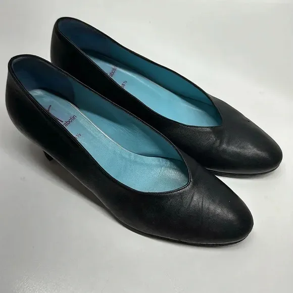 Thierry Rabotin Heels Low Kitten Leather Heeled Shoes Black Size 38.5 8.5