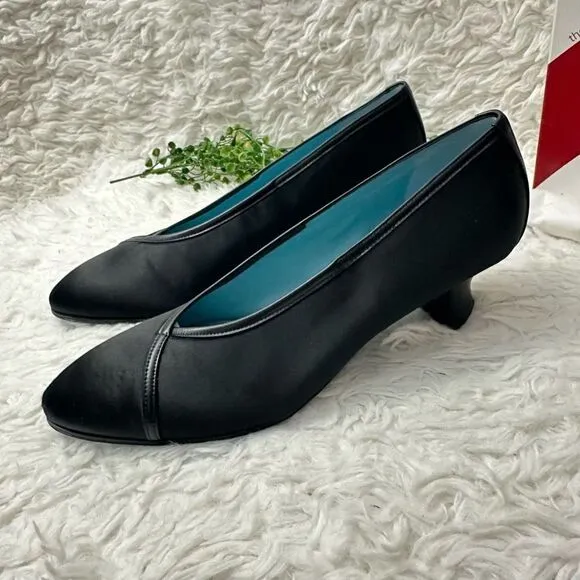 THIERRY RABOTIN Italy Black Techno Nero Low Heel Shoes Poron Comfort sz 41/ 10.5