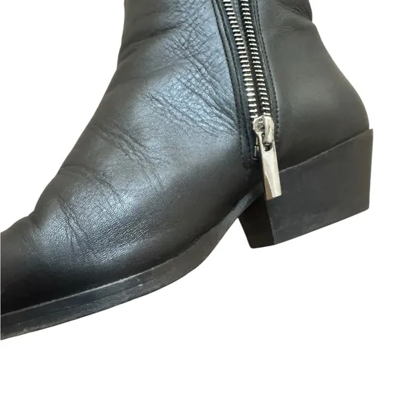 Thursday Boot Co women’s 7 black leather pointed toe booties block heel