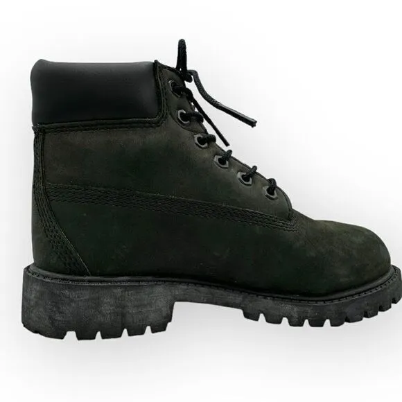 Timberland 12707 6&quot; Premium Waterproof Boots Shoes Dark Green/Black Youth 1 32.5