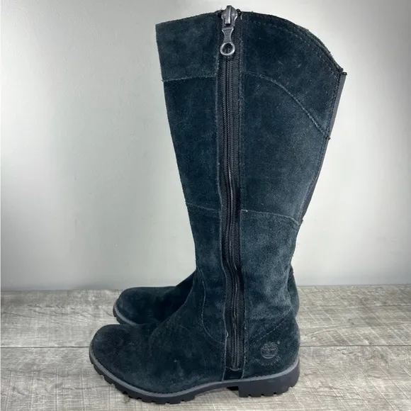 Timberland 3260R Black Suede TimberDry Riding Women’s Side Zip Boots Size 7.5