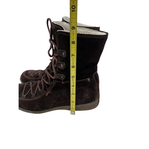 Timberland 69318 Reykir Ghillie Brown Suede Shearling Lace Up Boots 9.5