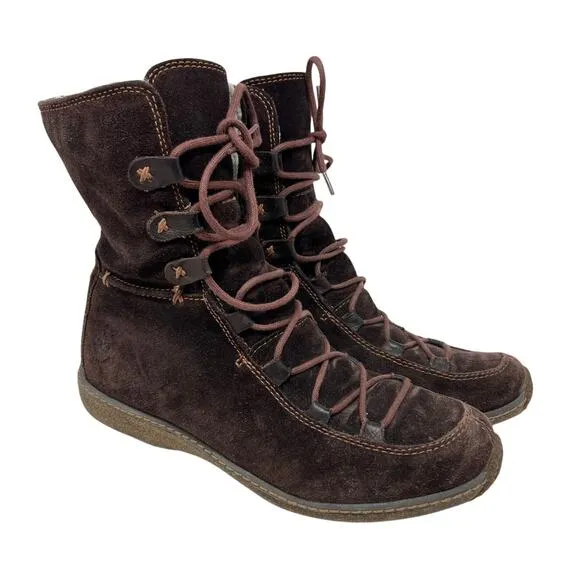 Timberland 69318 Reykir Ghillie Brown Suede Shearling Lace Up Boots 9.5