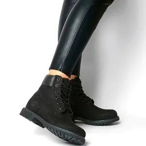 Timberland Black Nubuck Suede 10661 Boots Womens Size 8.5*