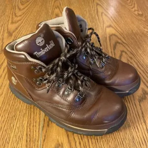 Timberland Boots Men’s Size 6 Women’s 8 hiking Leather Brown