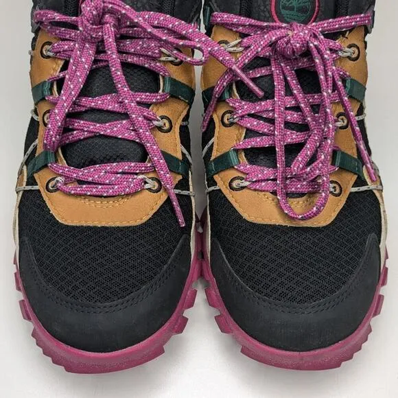 Timberland Garrison Trail mid walking hiking shoes black pink tan camo size 8.5
