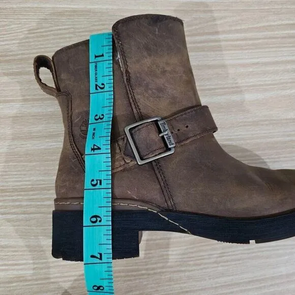 Timberland Graceyn Ankle Boot Biker Moto Waterproof Rust Brown Leather Size 5.5