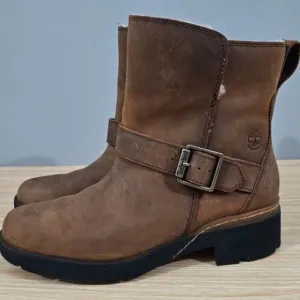 Timberland Graceyn Ankle Boot Biker Moto Waterproof Rust Brown Leather Size 5.5