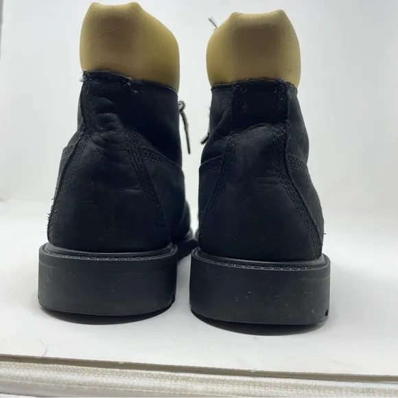 Timberland Hiking Boots Leather Rounded Toe Lace Up Black &amp; Yellow Sz 6