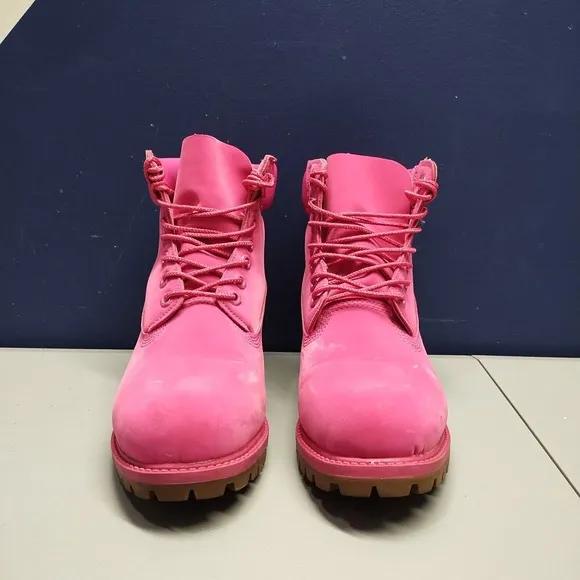 Timberland Icon Premium 6-Inch Boot Women 6 Pink Lace Up Arch Support Waterproof