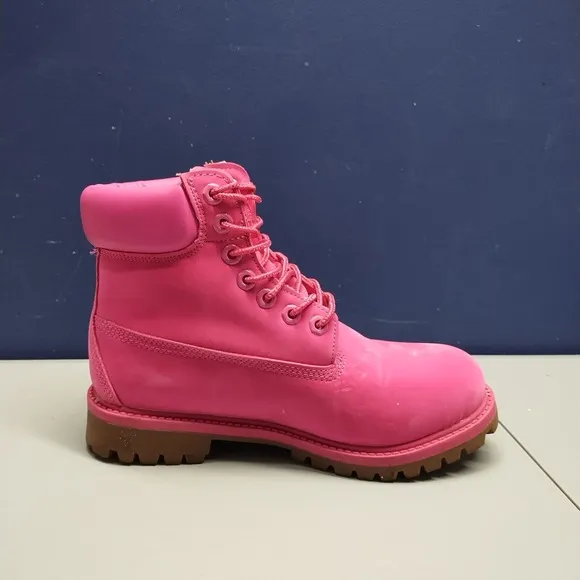 Timberland Icon Premium 6-Inch Boot Women 6 Pink Lace Up Arch Support Waterproof