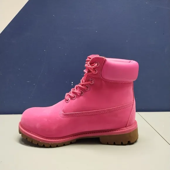 Timberland Icon Premium 6-Inch Boot Women 6 Pink Lace Up Arch Support Waterproof