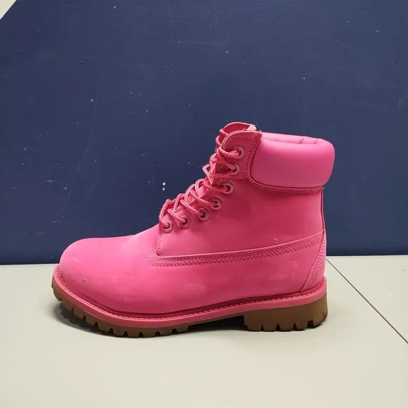 Timberland Icon Premium 6-Inch Boot Women 6 Pink Lace Up Arch Support Waterproof