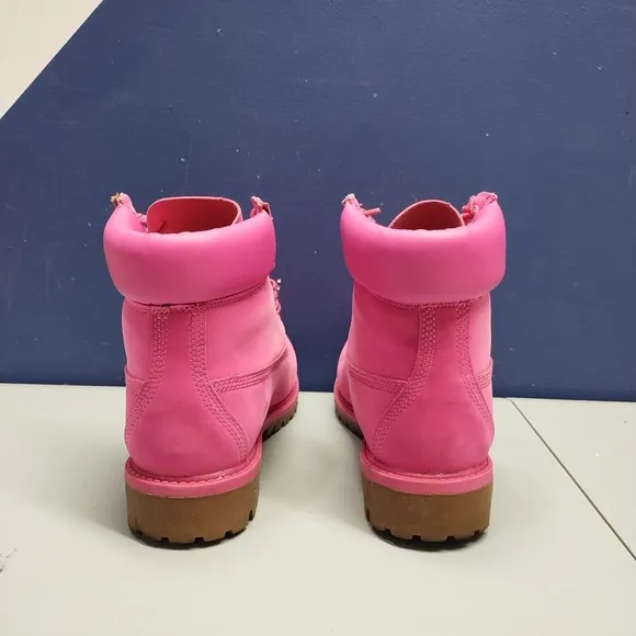 Timberland Icon Premium 6-Inch Boot Women 6 Pink Lace Up Arch Support Waterproof