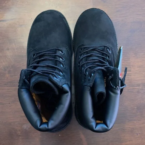 Timberland Juniors Premium 6 In Waterproof Boot Black Nubuck