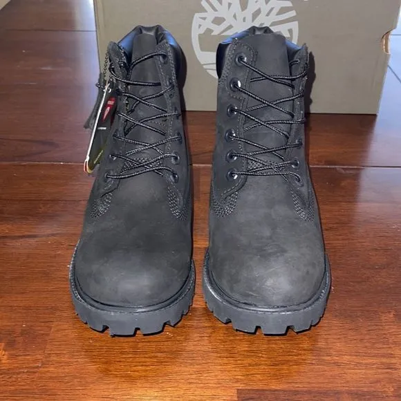 Timberland Juniors Premium 6 In Waterproof Boot Black Nubuck