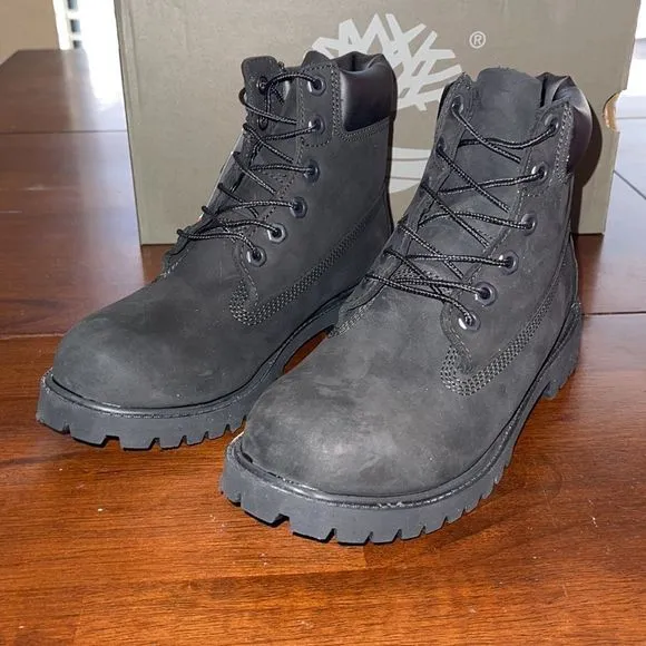 Timberland Juniors Premium 6 In Waterproof Boot Black Nubuck