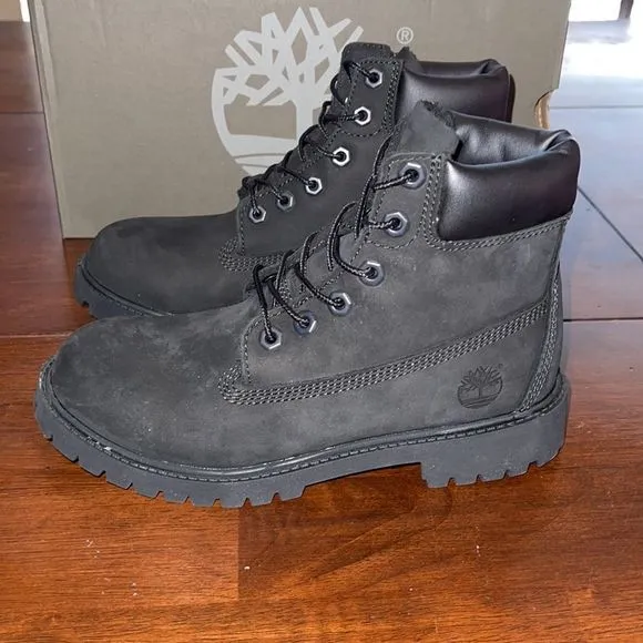 Timberland Juniors Premium 6 In Waterproof Boot Black Nubuck