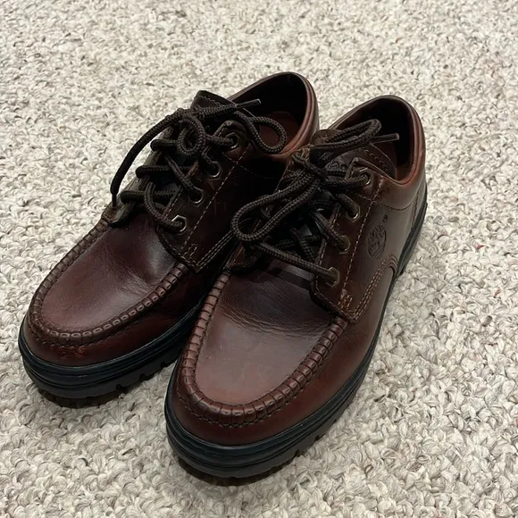 Timberland Leather Lace Up Loafers Shoes Men's Size 7 Brown Waterproof